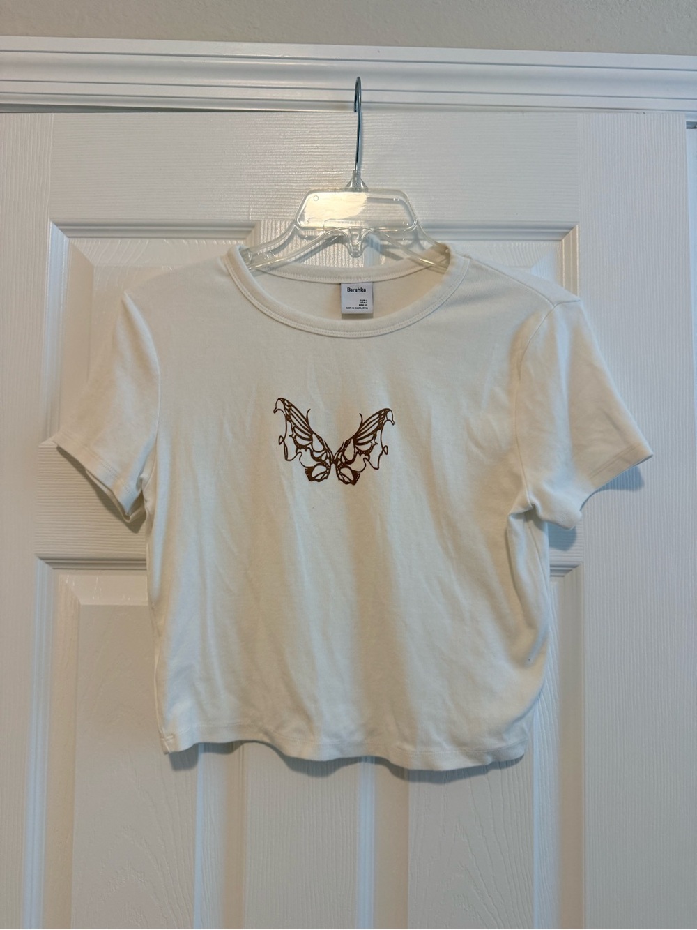 Bershka White Cropped Tee